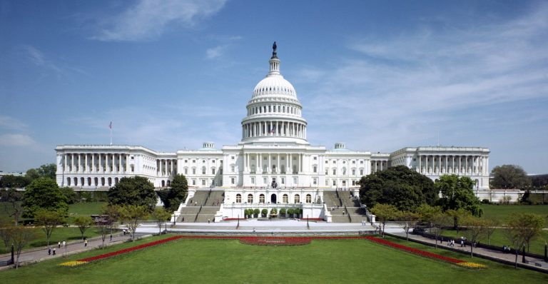 Archive photograph of the western front of the United States Capitol in 1997.